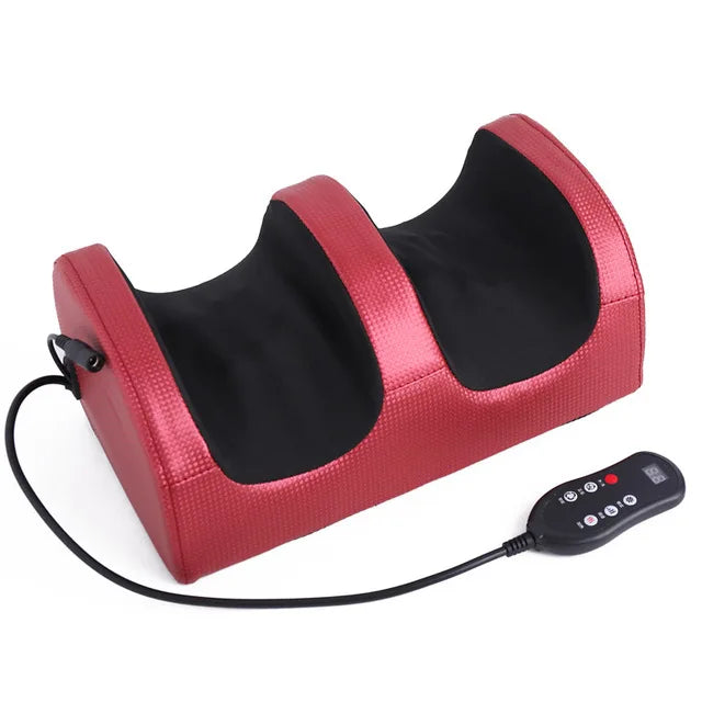 Red version of HOMEFISH foot massager with remote controller attached